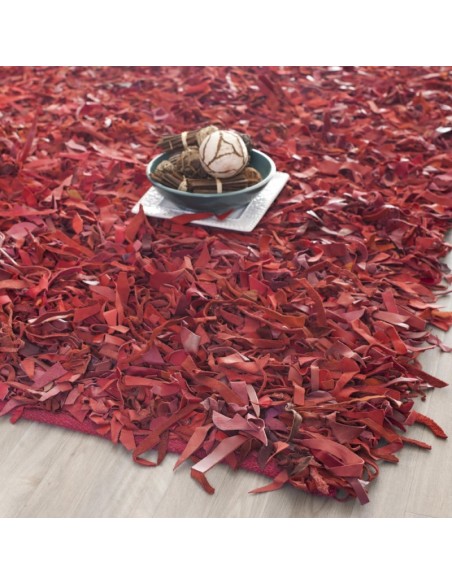 Δερμάτινο Χαλάκι Φουντωτό 70x140 - Κόκκινο