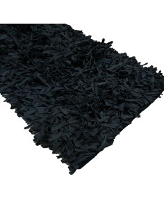 Δερμάτινο Χαλάκι Φουντωτό 70x140 - Μαύρο