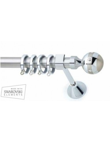 Κουρτινόξυλο Νίκελ Σατινέ ISO Strass Φ25