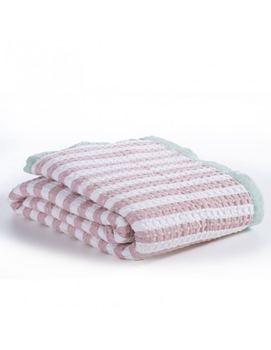 Κουβέρτα Πικέ Μονή 160x240 Happy Stripe Pink