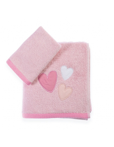 Βρεφικές Πετσέτες Σετ 2τμχ Hugs & Kisses Girl Pink